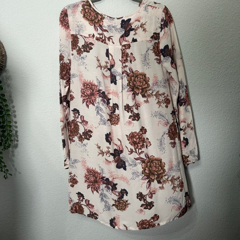 Free People Heart Beat Printed V-Neck Tunic Cream Blush Wine Colorway Size Small - Picture 6 of 13